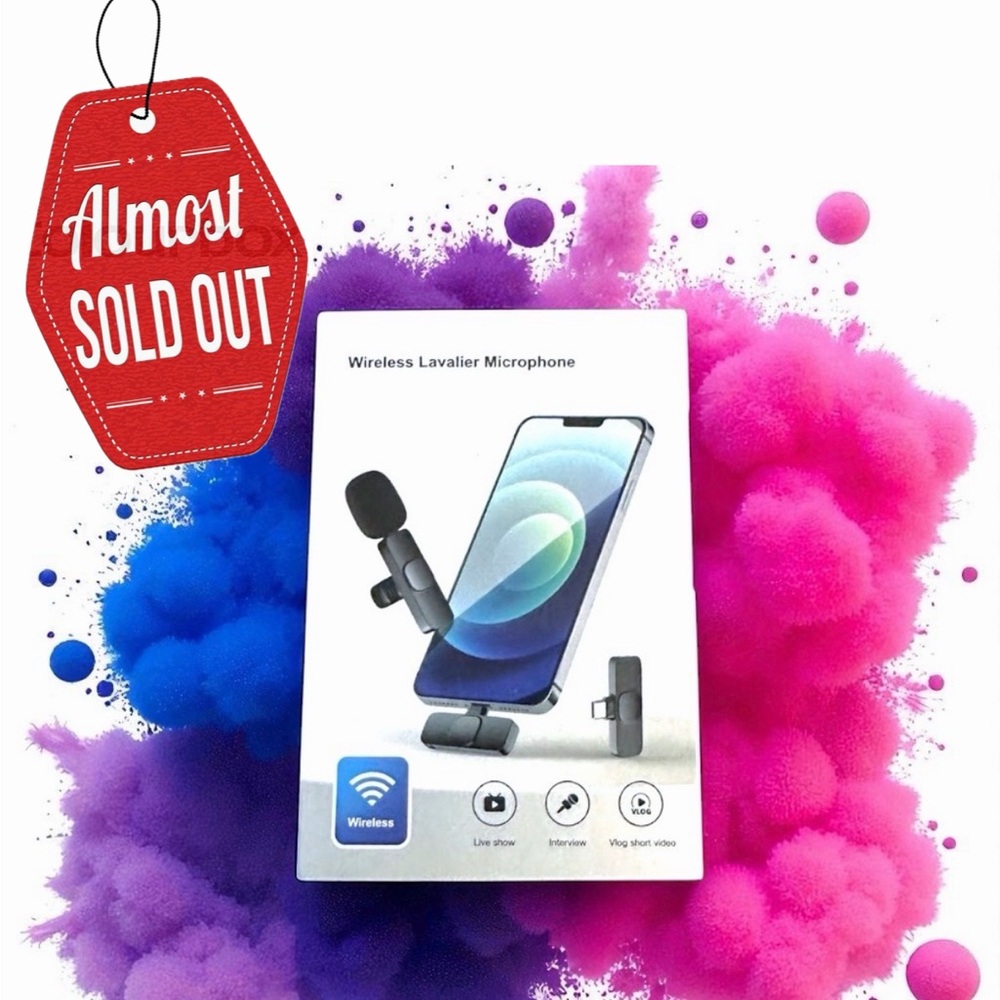 NWT Wireless Microphone Clip-on for iPhone Recording Plug-Play Live Show Vlogger